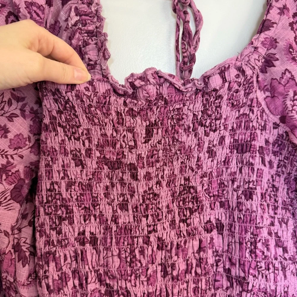 Free People Smock It To Me Mini Dress-Purple Floral